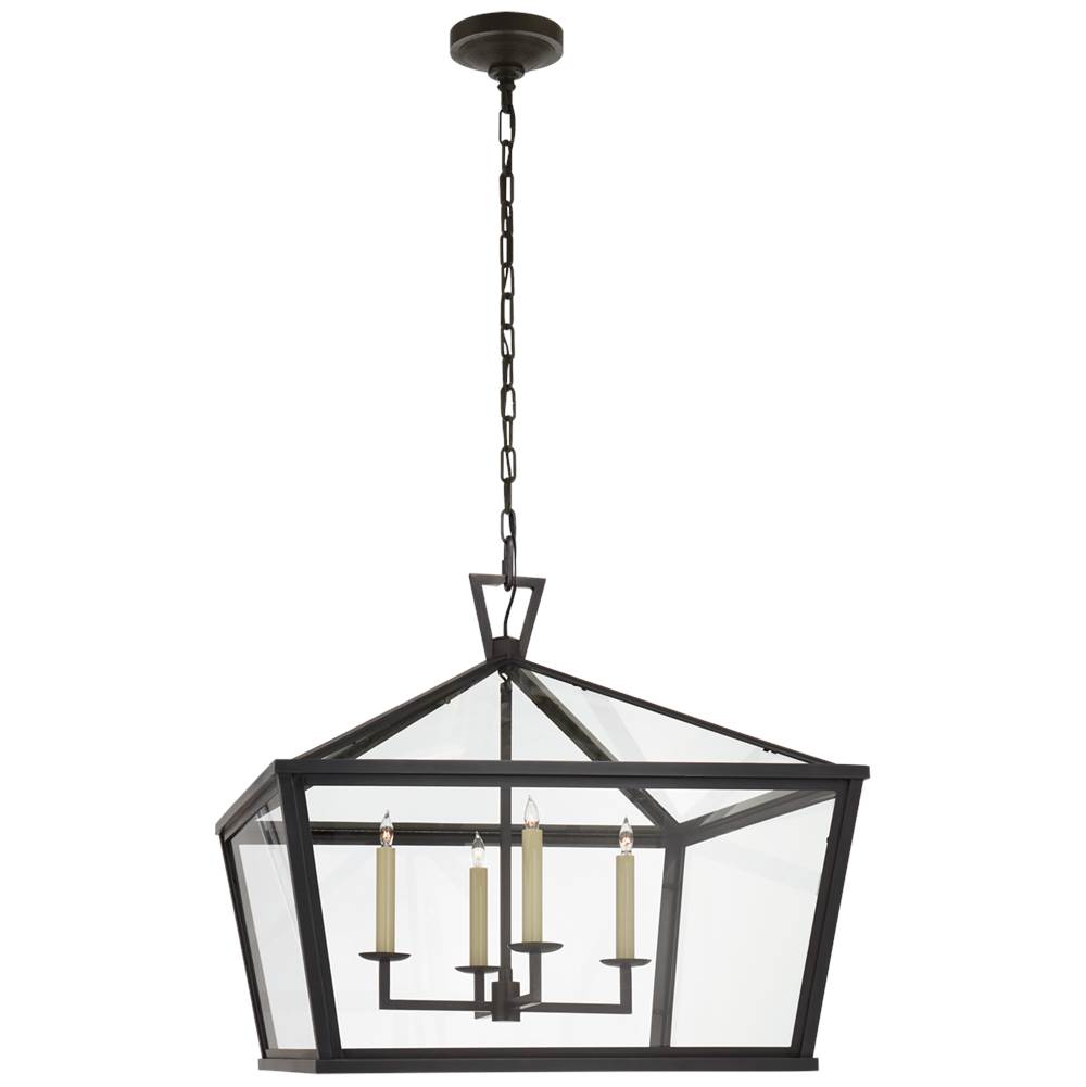 Visual Comfort Signature Collection Darlana Medium Wide Hanging Lantern in Bronze with Clear Glass